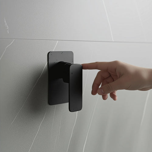 Single Square Shower Bath Mixer Tap Bathroom WATERMARK Approved - Black