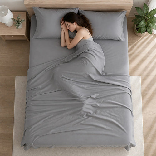 Queen 4 Piece Microfiber Sheet Set Deep Pocket Light Grey