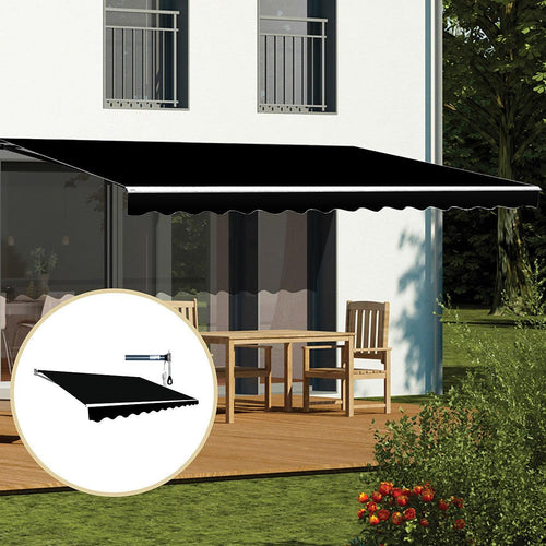 Automatic Retractable Awning 5x2.5m - Black Outdoor Wall Sunshade
