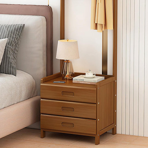 Wooden Hall Stand Modern Style Minimalist Home Floor Coat Rack with Drawer - Dark Wood