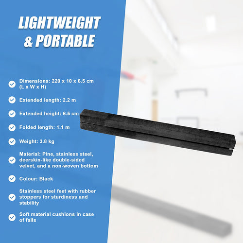 2.2m Gymnastics Folding Balance Beam – Black Training Equipment