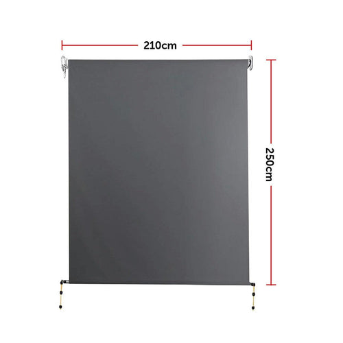 Retractable Straight Drop Awning Screen - Grey - 2.1x2.5m 
