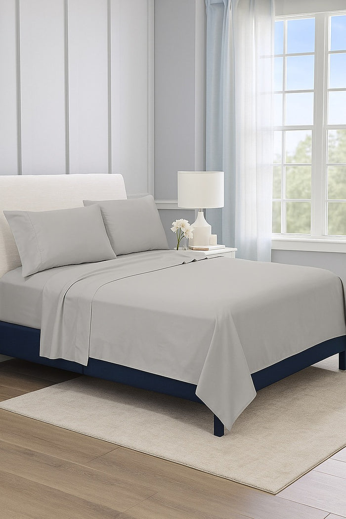 Double Bed Sheet Set – 1800 Series Microfiber, Deep Pocket, Soft & Breathable, Grey