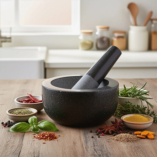 Large Pestle and Mortar Set Durable Granite Stone Spice & Herb Crusher