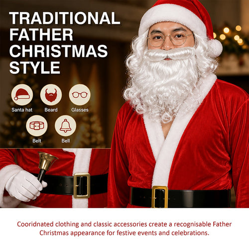 Adult Santa Costume Professional Suit Large with Complete Accessories Set