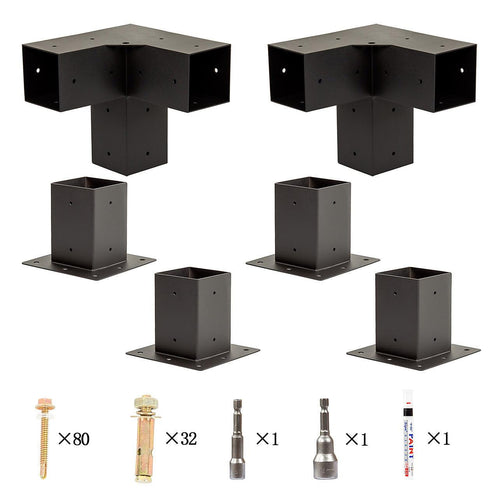 Roof Pergola Gazebo Shed Matte Black Steel Single Wall Mount Brackets DIY Kits