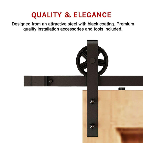 Black Sliding Barn Door Hardware 2M Big Spoke Wheel  