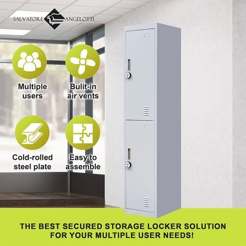2-Door Grey Locker Cabinet 4-Digit Combination Lock – Secure & Durable