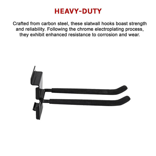 Slatwall Storage Pack for Retail Display Garage Storage - Black Double Hook