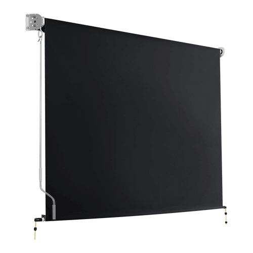 Retractable Straight Drop Awning Screen - Black - 2.1x2.5m 