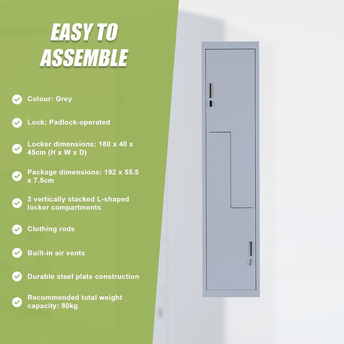 Multipurpose Locker – Grey Dual L-Shaped Door with Padlock-operated