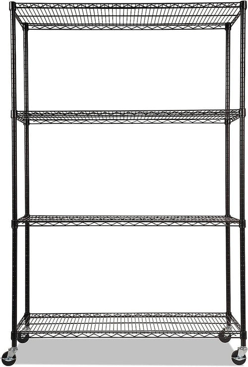 Modular Wire Storage Shelf 1200 x 450 x 1800mm Steel Shelving - Baking Black Technology with Wheels