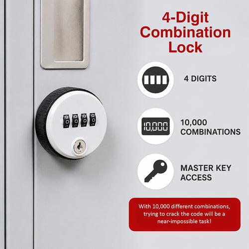 2-Door Metal Locker Cabinet in Grey – 4-Digit Combination Lock