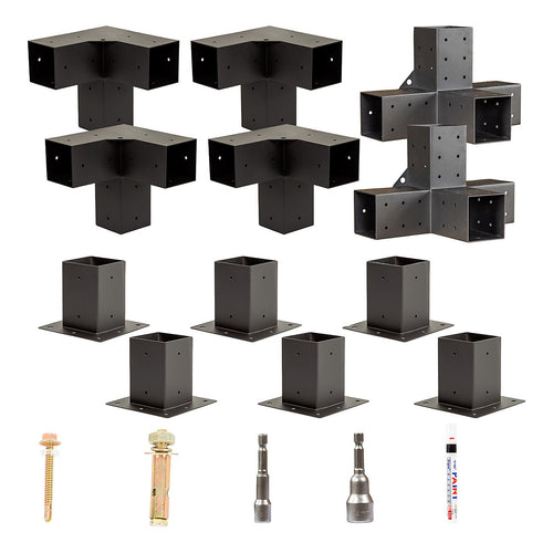 DIY Pergola Kit – Double Wall Mount with Black Screens Set with Brackets