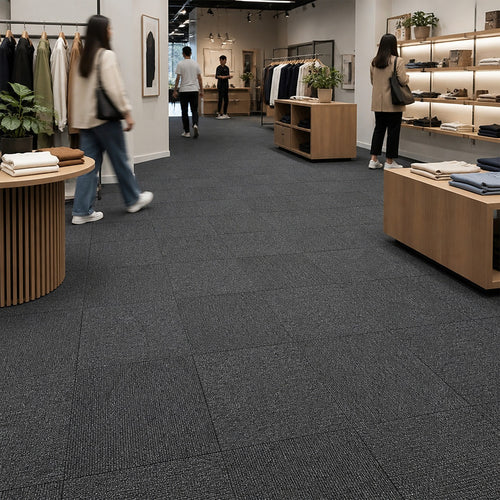 5m² Dark Grey Carpet Tiles Set – Commercial & Home Flooring for Office, Retail & Living Areas