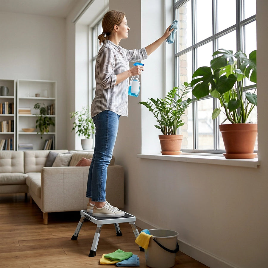 Height Adjustable Folding Step Stool with Non-Slip Platform for Home & Everyday Use