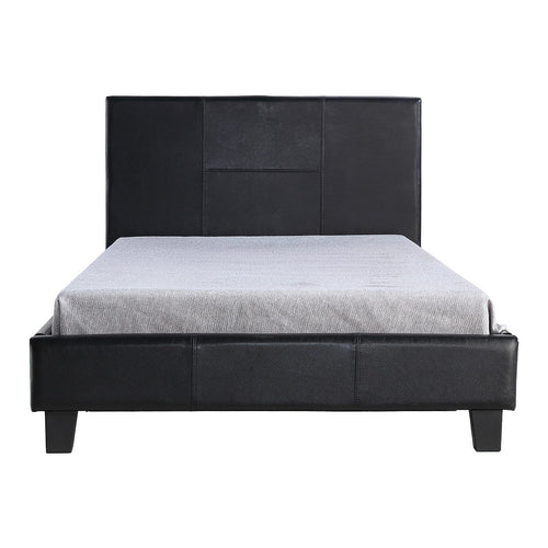 King Single Size Bed Frame with Headboard – Black PU Leather