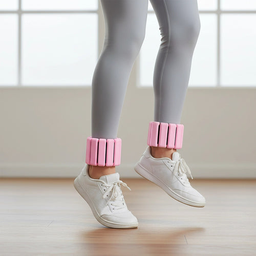 2-Piece Ankle & Wrist Weights – 1kg Pair Adjustable Workout Bangles Pink for Fitness Training