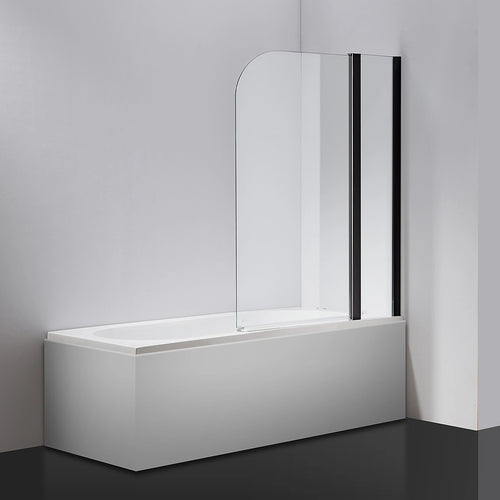 180° Black Pivot Door 6mm Safety Glass Bath Shower Screen By Della Francesca - 100 x 140cm