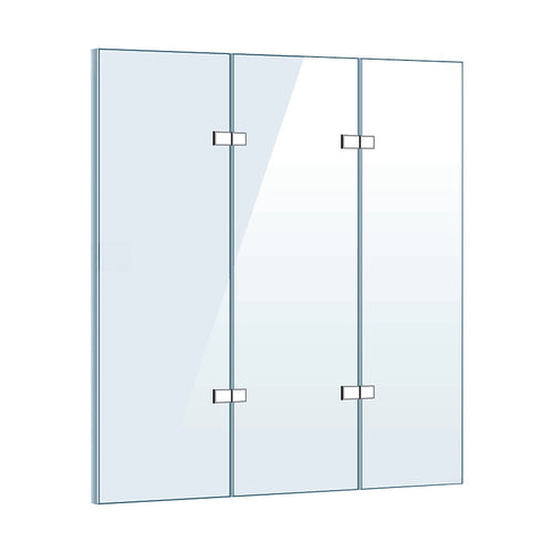 3 Fold CHROME Folding Bath Shower Screen Door Panel - 130 x 140cm