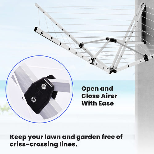 24m Folding Dryer for Laundry & Washing - Wall Mounted 5 Arm Clothes Airer