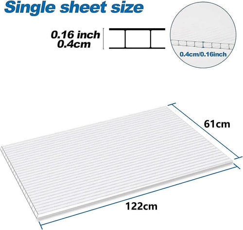  Polycarbonate Roofing Sheets Clear UV Roof 610x1220mm 12 Pack