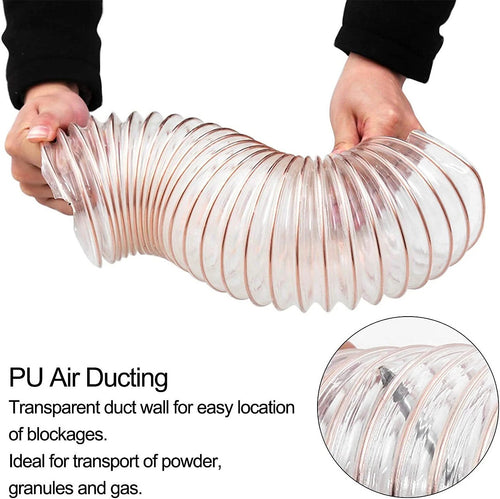 2m PU Flexible Ducting Hose – Clear Ventilation Tube for Dust, Fume & Woodworking Extraction