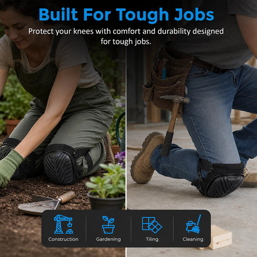 Heavy Duty Work Knee Pads – Construction Safety Pads with Foam & Gel Cushion for Trades