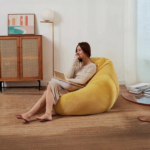 Jumbo Cord Beanbag Chair Cover Unfilled Large Bean Bag - Mustard