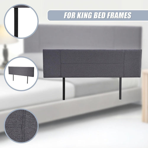 King Grey Linen Fabric Bed Headboard Bedhead