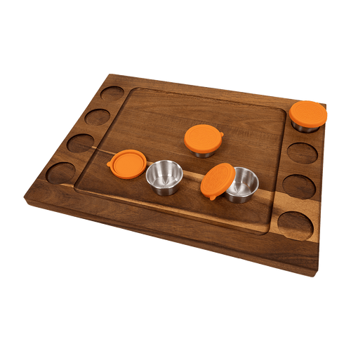 Serving Tray Double Sided Charcuterie Board  8 Sauce Cups Gift  