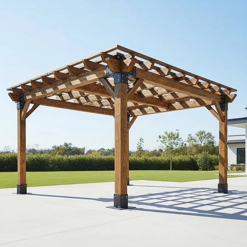 Pergola Kit with Matte Black Steel Brackets – Double - Heavy-Duty Outdoor DIY Hardware