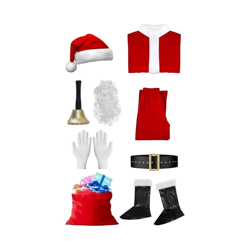 Adult Santa Costume Professional Suit Large with Complete Accessories Set