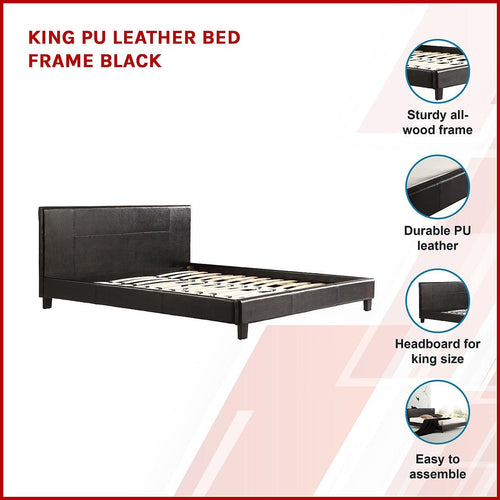 King Bed Frame Brown PU Leather