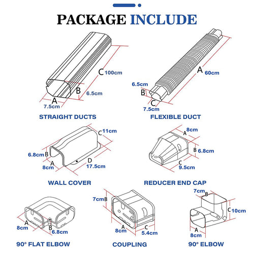 4.8m Mini Split AC Line Set Cover Kit – PVC Duct for Central Air Conditioner