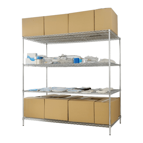 Modular Wire Storage Shelf 1500 x 450 x 1800mm Steel Shelving - Carbon Chrome Plated