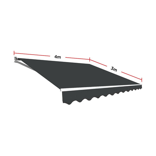 Outdoor Awning Grey - 4x3m Retractable Sunshade