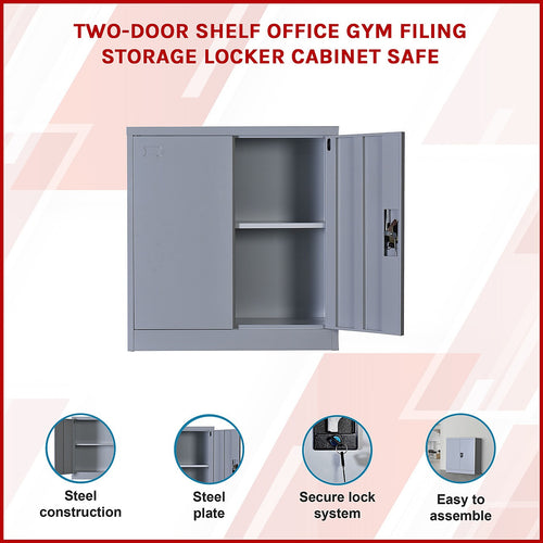 Two-Door Office & Gym Storage Locker – Secure Cabinet with Shelves for Organisation in Grey