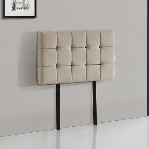 Beige Linen Fabric Single Deluxe Tufted Headboard Bedhead