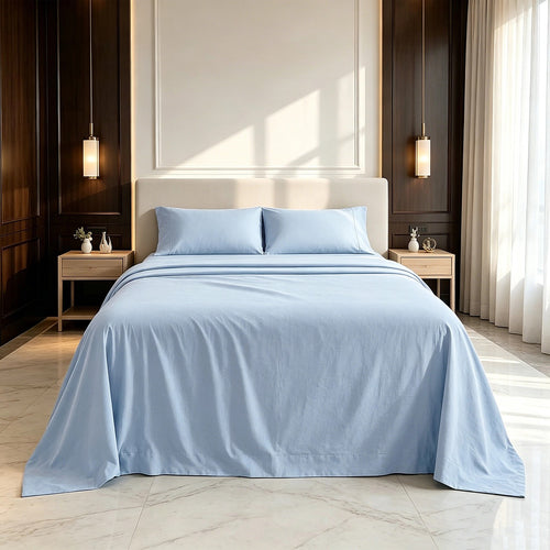 Queen 4 Piece Microfiber Sheet Set Deep Pocket Light Blue