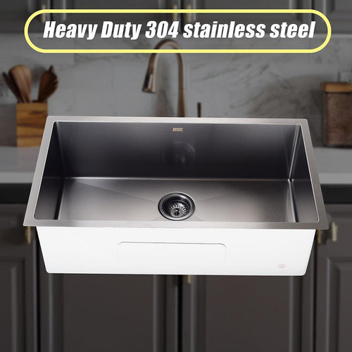 810x450mm Stainless Steel Handmade 1.5mm Sink with Waste in Black with sand finish Finish