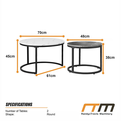 Marble Nesting Coffee Table – Set of 2 Round Modern Tables