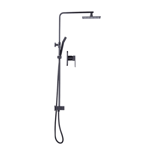 WELS 8" Rain Shower Head Set Square Dual Heads Faucet High Pressure With Mixer