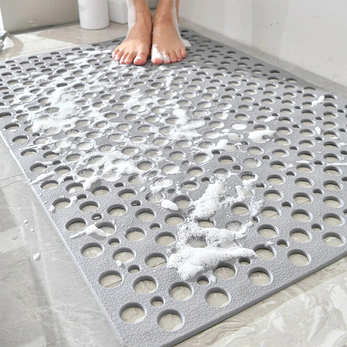 60x90cm Grey Non Slip Bath Mat TPE Shower Mat with Suction Cups