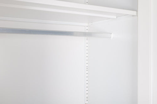 160cm 4-Door White Steel 2 Hanging Wardrobe, No Above Storage - Gold Handle