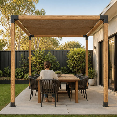 DIY Pergola Kit – Single with Coffee Screen Set with Brackets