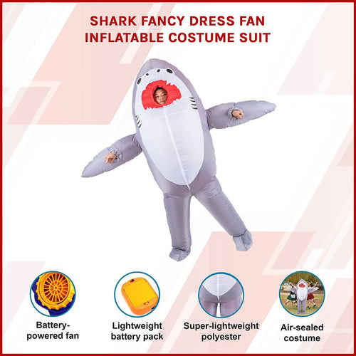 Shark Fancy Dress Inflatable Suit -Fan Operated Costume