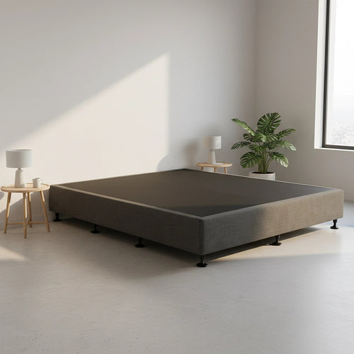 King Slatted Ensemble Bed Base - Graphite Linen Breathable Cover