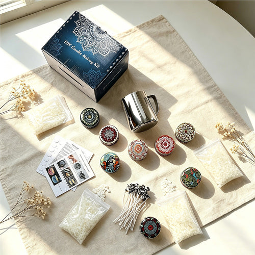 DIY Candle Making Kit Complete Craft Set with Beeswax, Stainless Steel Pouring Pot, Wicks & Candle Tins