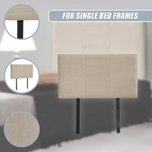 Single Beige Linen Fabric Bed Headboard Bedhead
